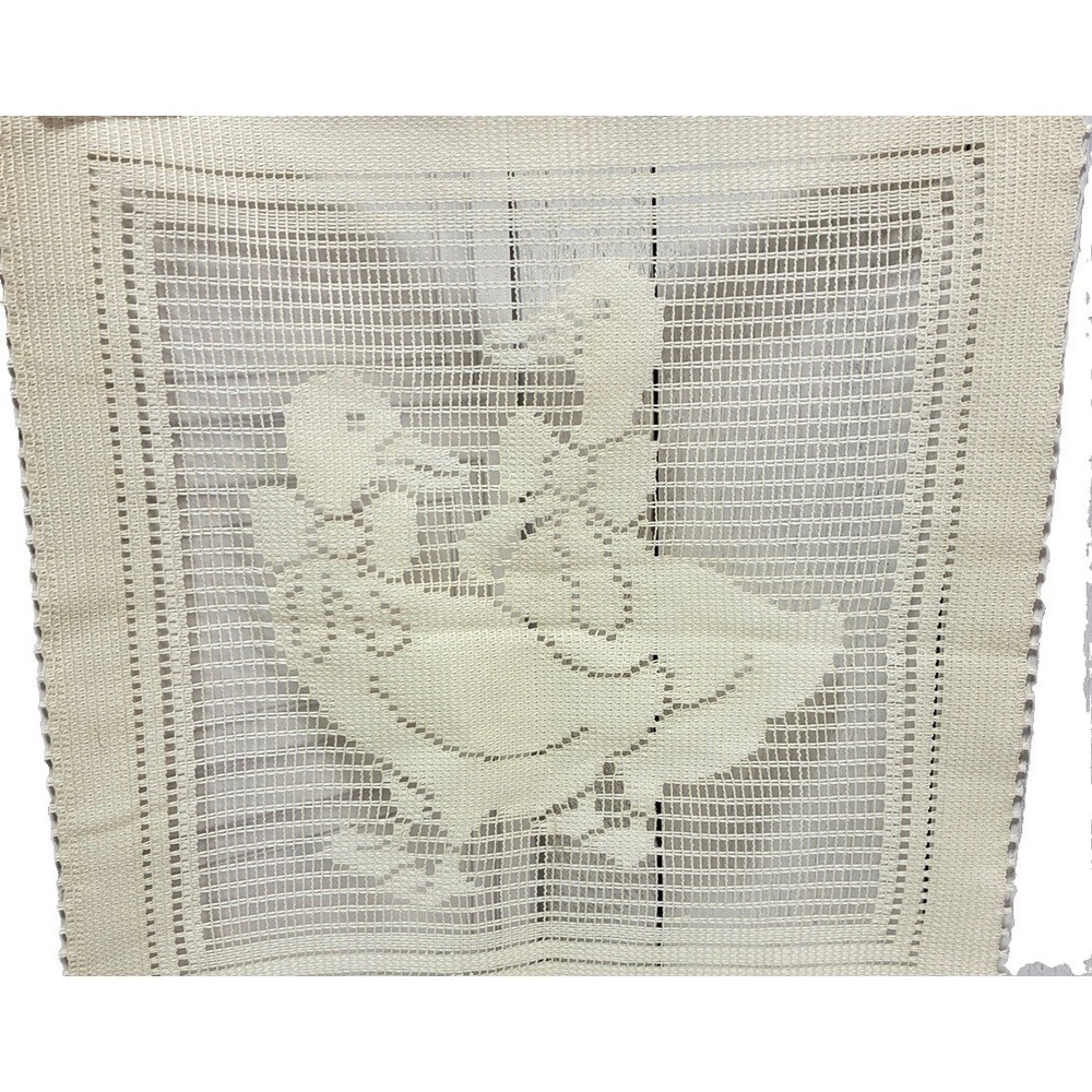 Vintage Handmade Filet Crochet Duck 12 X12 Panel